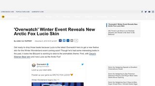 
                            6. 'Overwatch' Winter Event Reveals New Arctic Fox Lucio Skin