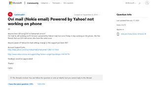 
                            7. Ovi mail (Nokia email) Powered by Yahoo! not working on ...
