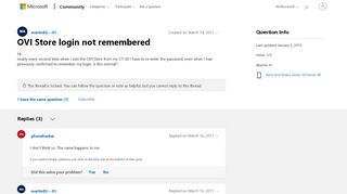 
                            3. OVI Store login not remembered - Microsoft Community