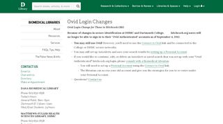 
                            13. Ovid Login Changes - Dartmouth College