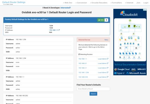 
                            4. Ovislink evo-w301ar 1 Default Router Login and Password - Clean CSS