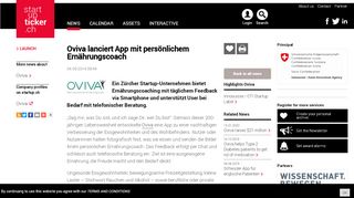 
                            11. Oviva lanciert App mit persönlichem Ernährungscoach Startupticker.ch ...
