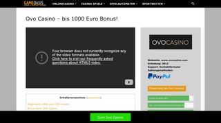 
                            4. Ovo Casino - bis 1000 Euro Willkommensbonus sichern! - Gameoasis