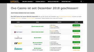 
                            5. OVO Casino schließt am 29.11.18 alle Infos und Updates - Gameoasis