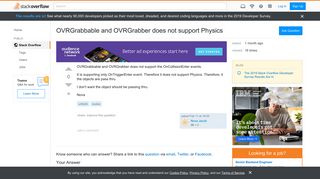 
                            11. OVRGrabbable and OVRGrabber does not support Physics - Stack Overflow