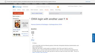 
                            3. OWA login with another user !! - Microsoft