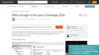 
                            7. OWA not login in the user in Exchange 2016 - Spiceworks Community