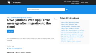 
                            10. OWA (Outlook Web App): Error message after migration to the cloud ...