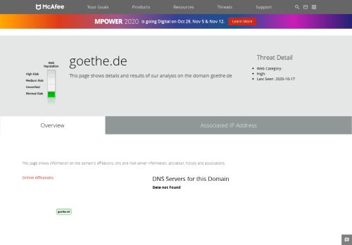 
                            9. owa.goethe.de - Domain - McAfee Labs Threat Center