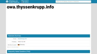 
                            7. owa.thyssenkrupp.info - Thyssenkrupp Owa | IPAddress.com