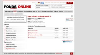 
                            8. Own Austria Standortfonds A - Fondsdokumente, KID, Jahresbericht ...