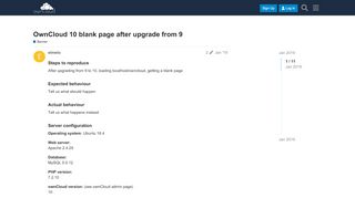 
                            2. OwnCloud 10 blank page after upgrade from 9 - Server - ownCloud ...