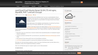 
                            9. ownCloud 9 auf Ubuntu Server 16.04 LTS mit nginx, MariaDB, PHP 7 ...
