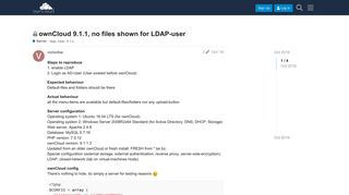 
                            1. ownCloud 9.1.1, no files shown for LDAP-user - Server - ownCloud ...
