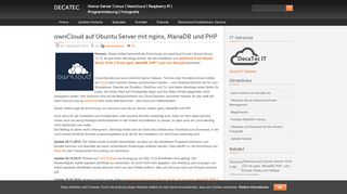 
                            10. ownCloud auf Ubuntu Server mit nginx, MariaDB und PHP » DecaTec