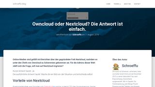 
                            11. Owncloud oder Nextcloud? Die Antwort ist einfach. » schroeffu.blog