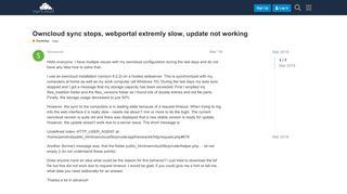 
                            3. Owncloud sync stops, webportal extremly slow, update not working ...