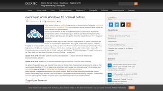 
                            12. ownCloud unter Windows 10 optimal nutzen » DecaTec