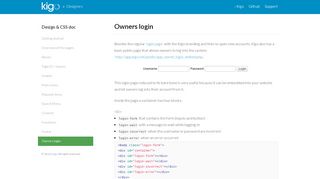 
                            7. Owners login - Kigo Design & CSS documentation