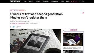 
                            5. Owners of first and second generation Kindles can't register them ...