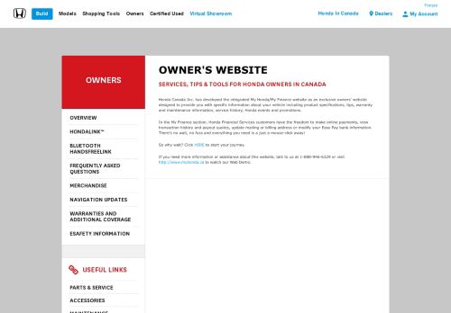 
                            3. Owner's Website - Honda Canada