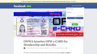 
                            12. OWWA launches OFW e-CARD for Membership and Benefits | Facebook