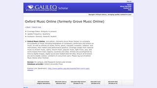 
                            9. Oxford Music Online (formerly Grove Music Online) - Galileo.usg.edu