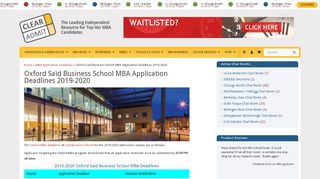 
                            8. Oxford / Saïd MBA Deadlines 2018-2019 - Clear Admit