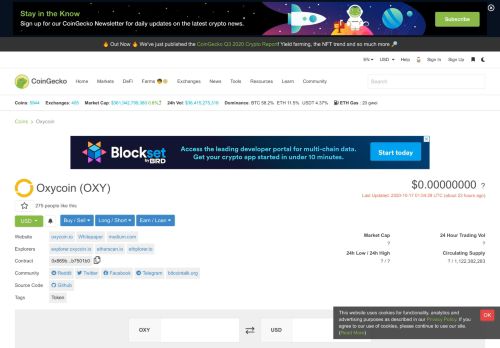 
                            9. Oxycoin (OXY) price, chart, and fundamentals info | CoinGecko