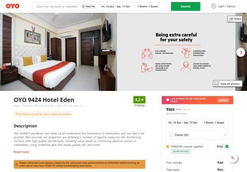 
                            11. OYO 9424 Hotel Eden Jaipur - Jaipur Hotel Reviews, Photos, Offers ...