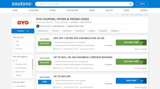 
                            4. Oyo Rooms Coupons & Offers: Flat 60% + Rs.500 Cashback Feb 22 ...