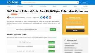
                            5. OYO Rooms Referral Code: Earn Rs.1000 per Referral on Oyorooms