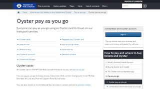 
                            8. Oyster pay as you go - Transport for London - TfL