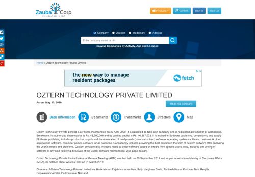 
                            12. OZTERN TECHNOLOGY PRIVATE LIMITED - Company, directors and ...