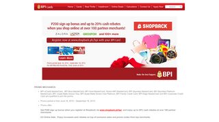 
                            8. P200 sign up bonus at Shopback - BPI Cards