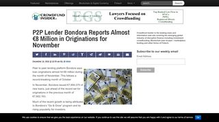 
                            11. P2P Lender Bondora Reports Almost €8 Million in Originations for ...