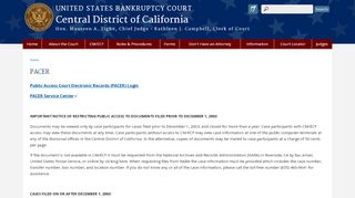 
                            9. PACER | Central District of California | United States Bankruptcy Court