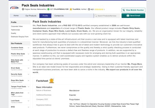 
                            12. Pack Seals Industries - Manufacturer from Borivali West ... - IndiaMART