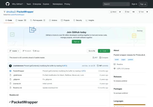
                            6. Packet wrapper classes for ProtocolLib - GitHub