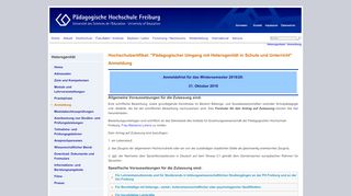 
                            6. Pädagogische Hochschule Freiburg: Anmeldung