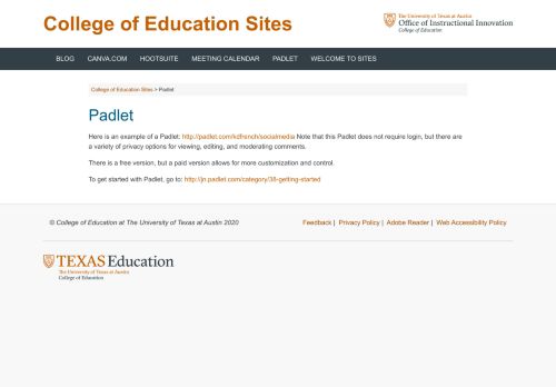 
                            10. Padlet - College of Education Sites