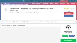 
                            8. Padmabhooshan Vasantraodada Patil Institute of Technology (PVPIT ...