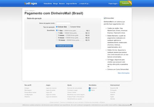 
                            6. Pagamento com DinheiroMail (Brasil) - Ludijogos