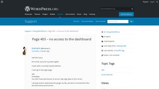 
                            1. Page 403 – no access to the dashboard | WordPress.org