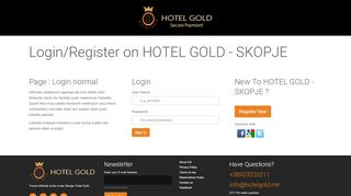 
                            8. Page : Login normal – HOTEL GOLD – SKOPJE