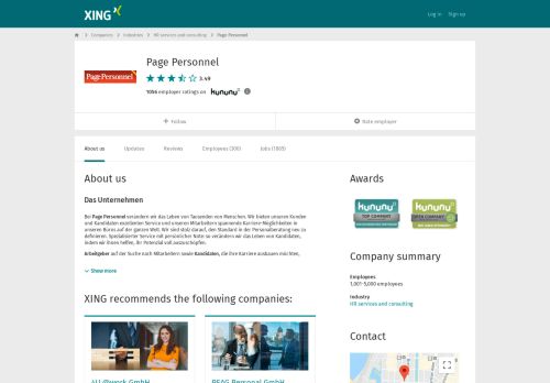 
                            7. Page Personnel als Arbeitgeber | XING Unternehmen