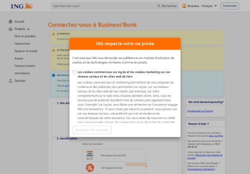 
                            1. Page pour se connecter à Business'Bank | ING Belgique