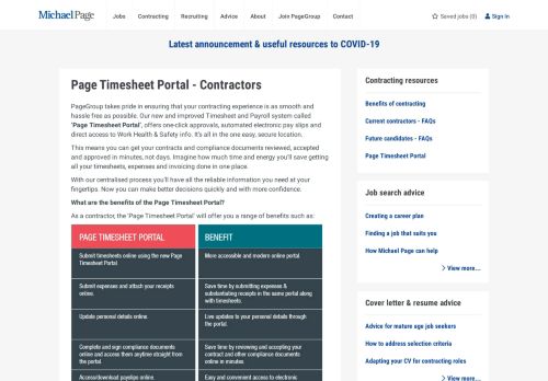 
                            4. Page Timesheet Portal - Contractors | Michael Page