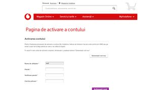 
                            13. Pagina de activare - MyVodafone - Vodafone.ro