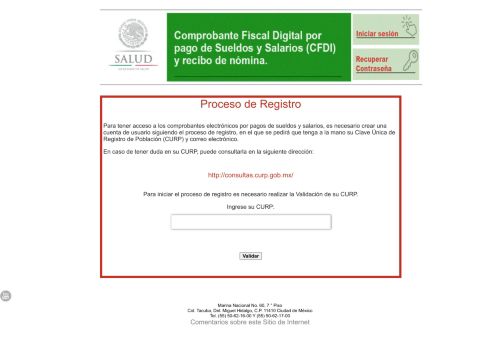 
                            6. Pagina de Registro a portal de CFDI - DGRH